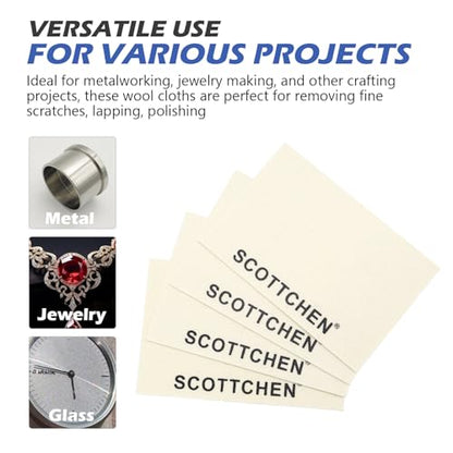 SCOTTCHEN 4Pcs Wool Cloths for Buffing,Polishing and Lapping, 6" x 4" x 1.55mm,Ideal for Lapidary, Jewelry,Glass,and Metalworking ect.