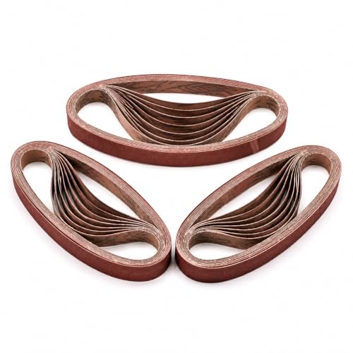 1 x 30 Inch Mixed Grit Sanding Belt 30 Pcs, 5 Each of 40/60/80/120/150/240 Grits, Aluminum Oxide Sanding Belt for Knife Making, Metalworking, and Woodworking, High-Performance Sharpening Belts - size: 1 x 30 Inch Mixed Grit