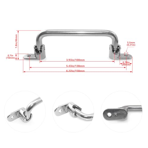 304 Stainless Steel Foldable Pull Handle 158mm Mirror Finish 90 Degree Heavy Duty Switch Cabinet Tool Specialized Handle for Electrical Distribution Boxes and Cabinets