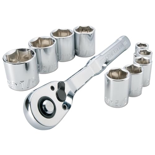 CRAFTSMAN 10 Pc Mechanics Tool Set with 90-tooth Low Profile Ratchet, SAE, 3/8 Inch Drive (CMMT34563)