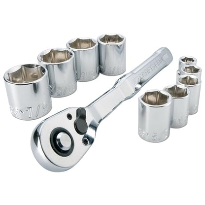 CRAFTSMAN 10 Pc Mechanics Tool Set with 90-tooth Low Profile Ratchet, SAE, 3/8 Inch Drive (CMMT34563)