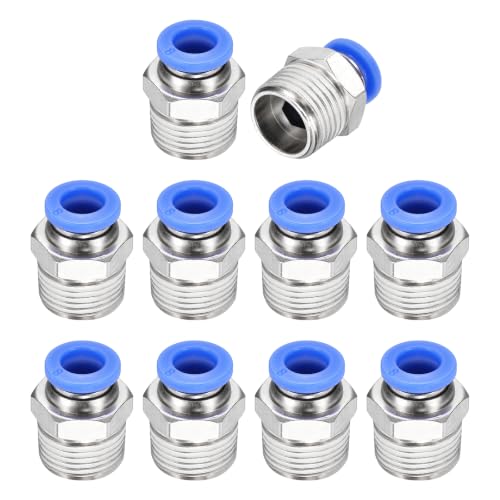 10Pcs Pneumatic Push to Connect Fitting Fit 8mm OD Tube 3/8"MNPT - color: Blue, size: 8mm OD x 3/8" NPT