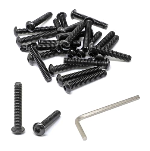 iexcell 25 Pcs 1/4-20 x 1-1/2" Stainless Steel 304 Hex Socket Button Head Cap Screws Bolts, Black Oxide Finish, with Hex Key Spanner - size: 1/4-20 x 1-1/2"