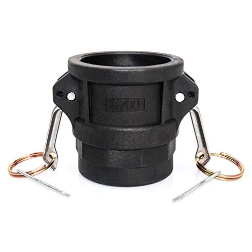 QWORK Hose Fitting, Polypropylene Type D Cam & Groove Fitting- -2" Female Coupler x 2" NPT Female