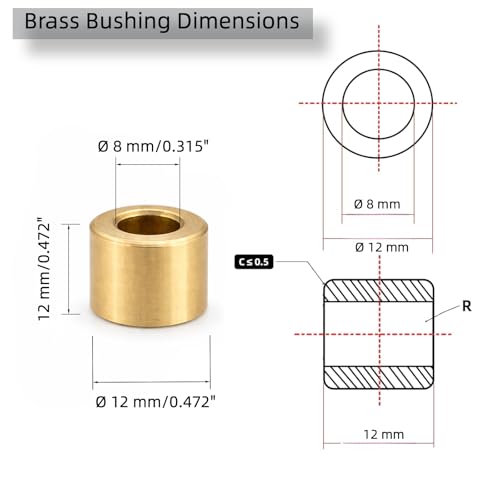 Sintered Bronze Sleeve Bearing Bushing 8mm ID x 12mm OD x 12mm L Oil-Impregnated 10pcs - size: 8*12*12mm