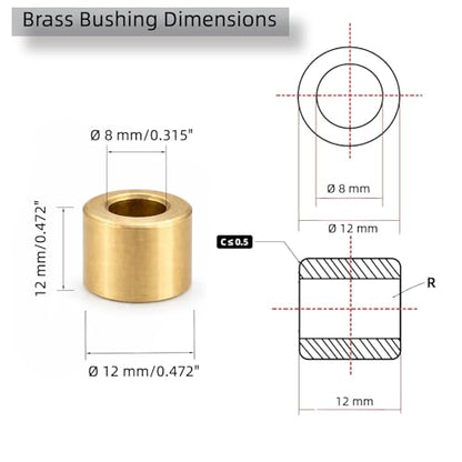 Sintered Bronze Sleeve Bearing Bushing 8mm ID x 12mm OD x 12mm L Oil-Impregnated 10pcs - size: 8*12*12mm