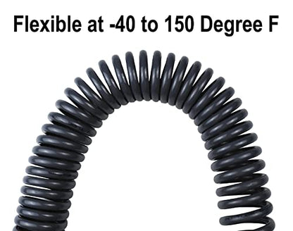 YOTOO Polyurethane Recoil Air Hose 3/8" Inner Diameter by 25' Long with Bend Restrictor, Repairable 1/4" Industrial Quick Coupler and Plug, Gray - size: 25 FT