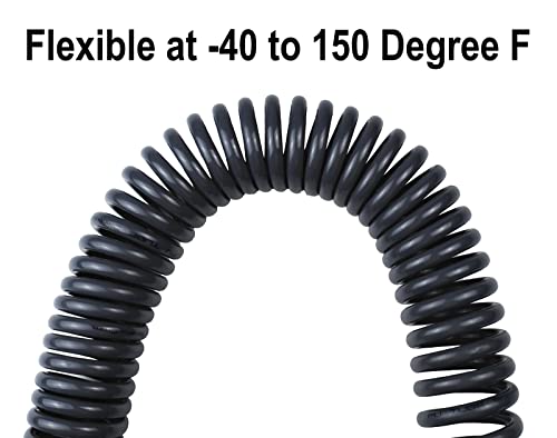 YOTOO Polyurethane Recoil Air Hose 3/8" Inner Diameter by 25' Long with Bend Restrictor, Repairable 1/4" Industrial Quick Coupler and Plug, Gray - size: 25 FT