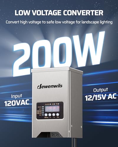 DEWENWILS 200W Low Voltage Transformer with Photocell Sensor & Timer - style: 200W-Stainless Steel