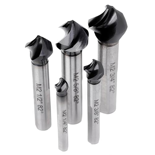 1/4"-3/4" M2 HSS Countersink Drill Bit Set 5 Pcs - size: Countersink Set (5 PCS)