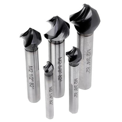 1/4"-3/4" M2 HSS Countersink Drill Bit Set 5 Pcs - size: Countersink Set (5 PCS)