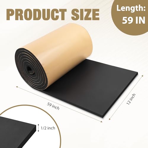 LSGCQ Sponge Neoprene Foam Padding Self Adhesive Foam Sheets, Black - color: Black, size: 12" Wide x 1/2" Thick x 59" Long