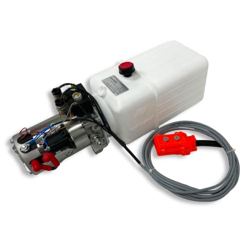 Hydraulic Pump for Dump Trailer 12 Volt DC Double Acting - Solenoid Hydraulic Power Unit 8 Quart Plastic Tank - Dump Trailer Electric Hydraulic Power Pack - size: 8 Quarts