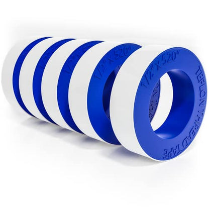 Teflon Tape 4 Rolls 1/2 Inch(W) X 520 Inches(L) Teflon Duct Sealant Tape - size: 4 Pack