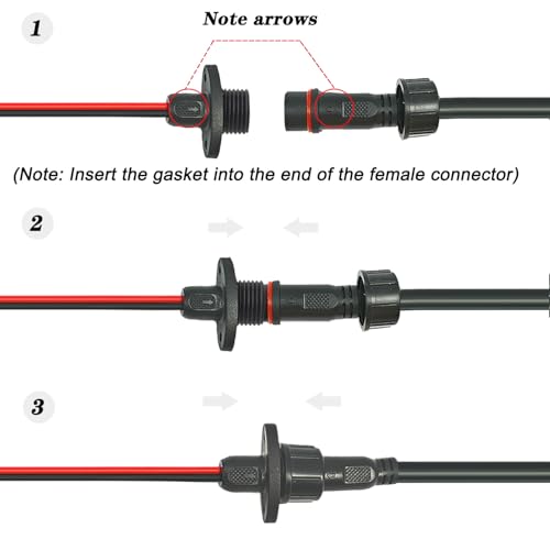 16AWG M16 2Pin Waterproof Connector,2 Wire Male Female Plug - size: 16AWG 2Pin Waterproof Connector