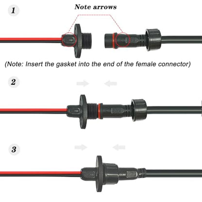 16AWG M16 2Pin Waterproof Connector,2 Wire Male Female Plug - size: 16AWG 2Pin Waterproof Connector