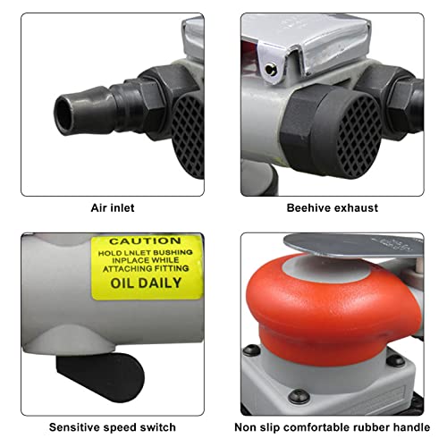 Air Random Orbital Sander, Mini Pneumatic Palm Sander Sanding Machine for Wood Polisher Metal Sanding Auto Body Work