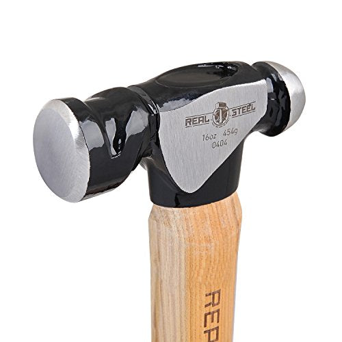 REAL STEEL Ball Peen Hammer with Genuine Hickory Wood Handle 16Oz/1 LB Forged Steel Head Ball Pein Hammer 0404 - size: 16 oz