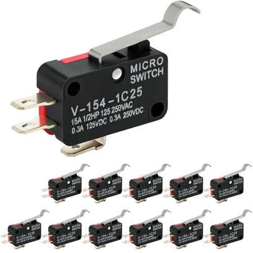 12 Pcs Micro Limit Switch with Simulated Roller Lever SPDT 1NO 1NC Microswitch V-154-1C25 - size: Simulated Roller Lever (V-154-1C25)
