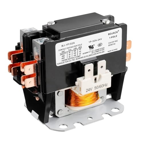 BOJACK 1 Poles FLA 32 Amp Coil 24 VAC Air Conditioner Condenser Compressor Contactor AC Definite Purpose Contactor - size: 1P 32A 24V