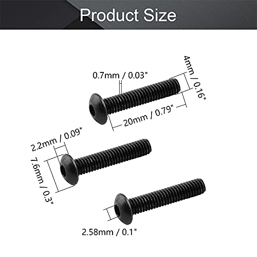 100Pcs M4 x 20mm Button Head Socket Cap Screws, Alloy Steel 10.9 Grade - size: M4 x 20mm