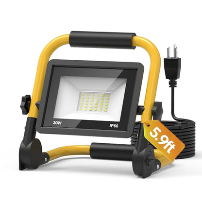 AIKVSXER Portable LED Work Light, 30W 3600LM Job Site Lights, 1 Pack