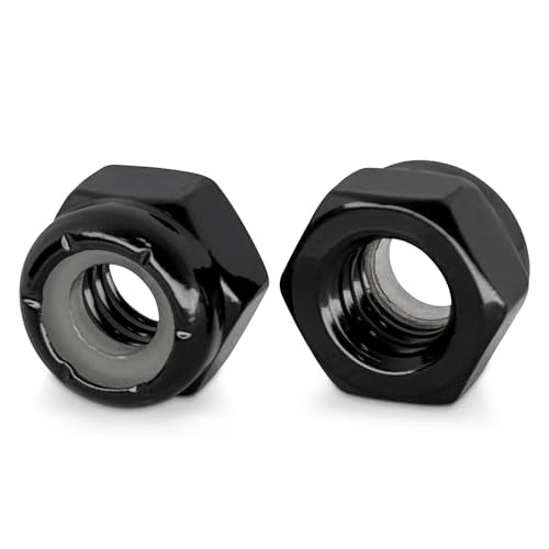 6-32 Black Nylon Insert Lock Nuts, Stainless Steel 304 (18-8) Black Coating Lock Nuts with Nylon Insert, 100pcs - color: Black, size: #6-32