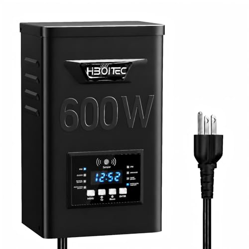 HIBOITEC 600W Low Voltage Transformer with Dusk to Dawn Photocell Timer - size: 600W