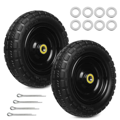 10 Inch Solid Rubber Tires, 4.10/3.50-4 Tire and Flat Free with 5/8" Bearings, 2.17" Offset Hub for GOR Garden Carts, Garden Wagon Carts, Trolleys, Hand Trucks and Utility Cart(2 Pack) - size: 10 INCH - 2 Pack