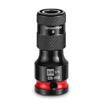 WORKPRO 3/8" Square Drive to 1/4" Hex Quick Release Socket Adapter, CR-MO - size: 3/8 inch
