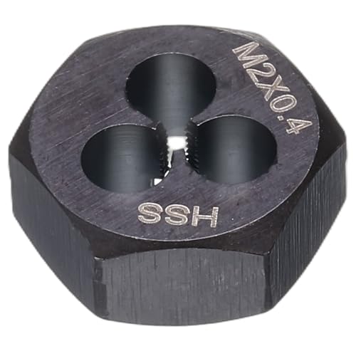 HARFINGTON Hex Threading Die M2 x 0.4 Metric Thread Right Hand High Speed Steel Rethreading Fixed Die Screw Cutting Tapping Repair Tool - size: M2 x 0.4