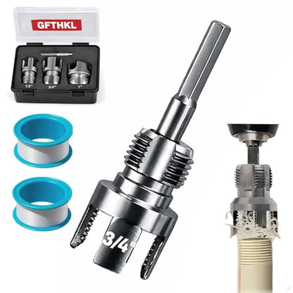 4 in 1 Water Pipe Threader Tool - 1/2" & 3/4" & 1" Dual-Function Internal Integrated External Pvc Threading Tool for Water Pipe, Electric Drill Compatible Pipe Thread Cutting Set, 3/4" - color: 3/4"