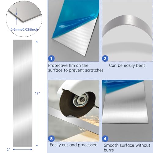 10 Pcs 304 Stainless Steel Strips(17"x 2"x 0.02" Thickness) - size: (17"x 2")*10Pcs, style: (17"x 2")*10Pcs
