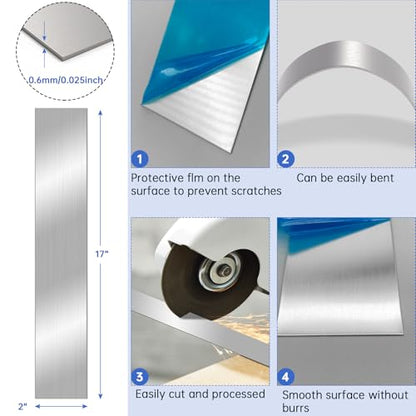 10 Pcs 304 Stainless Steel Strips(17"x 2"x 0.02" Thickness) - size: (17"x 2")*10Pcs, style: (17"x 2")*10Pcs