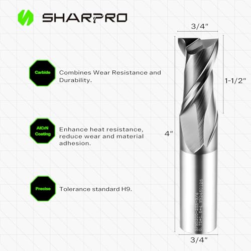 3/4'' Shank Carbide End Mills, 2 Flute Square End Mill Bits - size: 3/4 in(2 Flute)