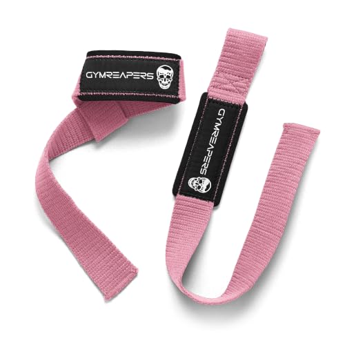 Gymreapers Lifting Wrist Straps for Weightlifting, Bodybuilding, Powerlifting, Strength Training, & Deadlifts - Padded Neoprene with 18" Cotton - color: Light Pink