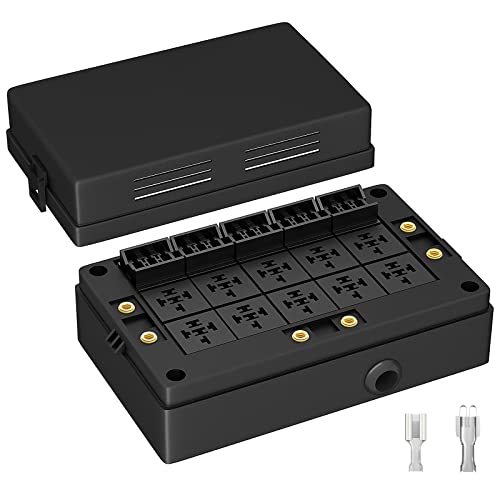 DAIERTEK Fuse Relay Box 12V Automotive 10 Slots Relay Holder 15 Slots ATC/ATO Fuse Holder Universal Fuse and Relay Box Block for Automotive Truck Marine Boat - color: Relay Box