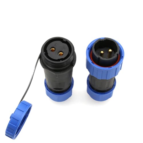 TY20 2 Pin Male Female Plug Socket, Bulkhead Waterproof Connector, in-line, Screw-Wiring for Electrical Power Outdoor Device 25Amp, Quick-Disconnect - color: In-line Mount, size: 2 Pin 25A