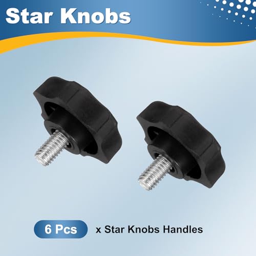HARFINGTON 6Pcs Star Knob Handle M6 x 10mm Male Thread Metric Carbon Steel - size: M6 x 10mm