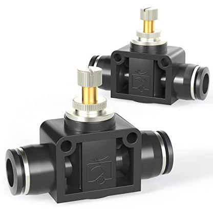 TAILONZ 3/8" OD SCF-3/8 Air Flow Control Valve Push-to-Connect Fitting 5PCS - size: 3/8"/Black/5PCS