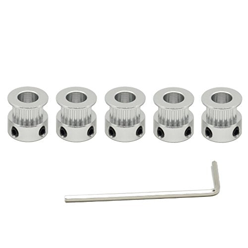 5PCs Aluminum 2GT Timing Pulley 20 Teeth Bore 8mm for 3D Printer 6mm Width 2GT Timing Belt - size: 20 teeth, style: 8mm bore, for 6mm belt
