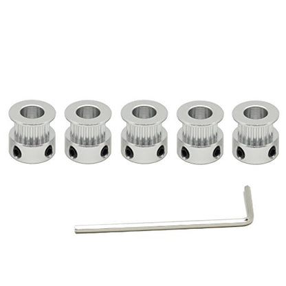 5PCs Aluminum 2GT Timing Pulley 20 Teeth Bore 8mm for 3D Printer 6mm Width 2GT Timing Belt - size: 20 teeth, style: 8mm bore, for 6mm belt