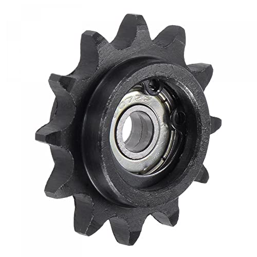 uxcell Chain Idler Sprocket, 7mm Bore 3/8" Pitch 12 Tooth Tensioner, Black Oxide Finish C45 Carbon Steel with Insert Single Bearing for ISO 06B Chains - size: 7mm