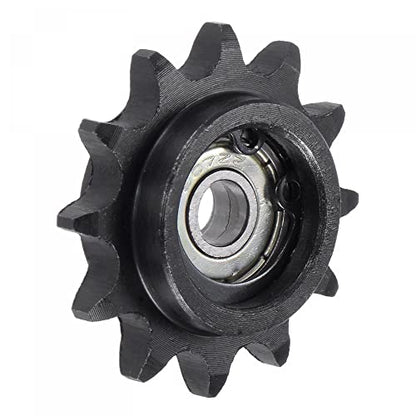 uxcell Chain Idler Sprocket, 7mm Bore 3/8" Pitch 12 Tooth Tensioner, Black Oxide Finish C45 Carbon Steel with Insert Single Bearing for ISO 06B Chains - size: 7mm