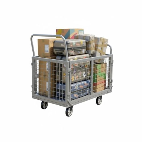 6-in-1 Folding Platform Cart, 2000LBS Heavy Duty Powder Coated Steel Frame, 39"X24" Reinforced Platform, 5" PU Lockable Casters, for Warehouse Industrial Home Commercial Use - Silver - color: Silver