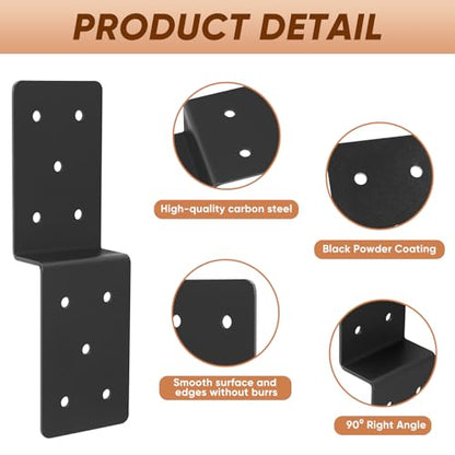 Z Pergola Brackets 4-Pack, 5x5 Post-to-Beam Wood Support Connector - size: 5''X5''X5'' 4P
