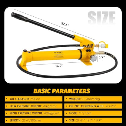 NEWTRY 30T Low Profile Jack+ CP-700 Hand Pump, 2.12" Stroke Multi-Section - size: 30T Hydraulic Jack + cp-700 Pump