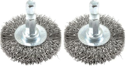Forney 72726 Wire Wheel Brush, Fine Crimped with 1/4-Inch Hex Shank, 1-1/2-Inch-by-.008-Inch (Pack of 2) - size: 1 Count (Pack of 2)