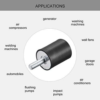uxcell Rubber Mounts 8pcs M8 Male/Female Vibration Isolator Shock Absorber, for Garage Motor Air Compressor Car Boat Bobbins, D30mmxH40mm - size: M8x30mmx40mm