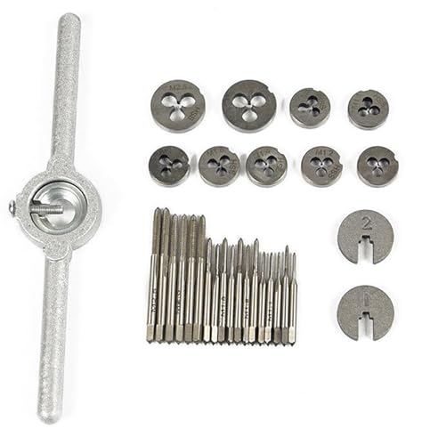 Generic 31PCS Mini Metric Tap and Die Set, HSS, M1.0-M2.5, with Wrench, Tap Sleeve, Storage Box
